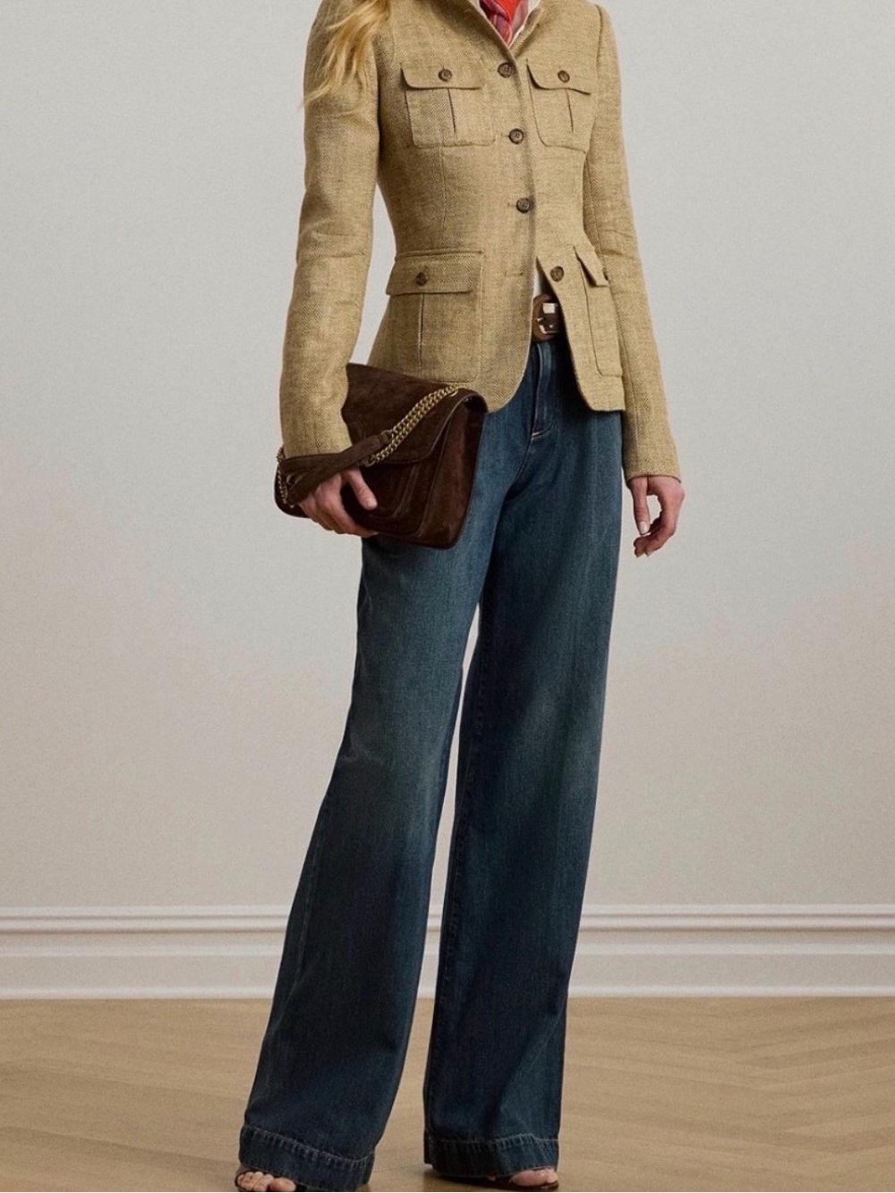 Lauren Ralph Lauren High Rise Pleated Wide Leg Jean